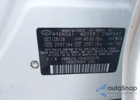 2017 Hyundai Sonata Hybrid Se from USA, damaged, VIN KMHE24L10HA055674